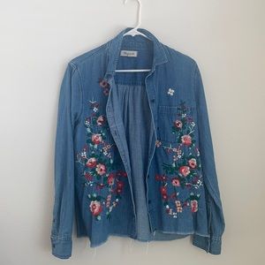 Madewell large embroidered denim shirt chambray